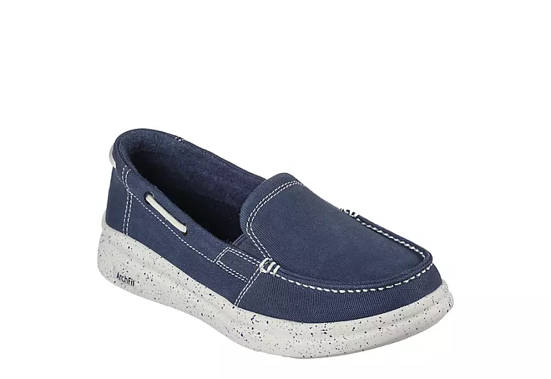 Skechers Womens Arch Fit Skipper Playful Slip On Sneaker - Navy 3 Skechers Womens Arch Fit Skipper Playful Slip On Sneaker - Navy