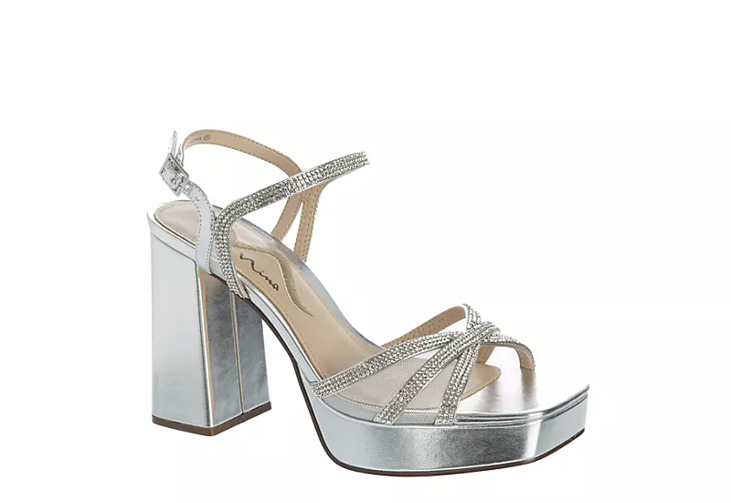 N By Nina Womens Sevyn Platform Sandal - Silver 3 N By Nina Womens Sevyn Platform Sandal - Silver