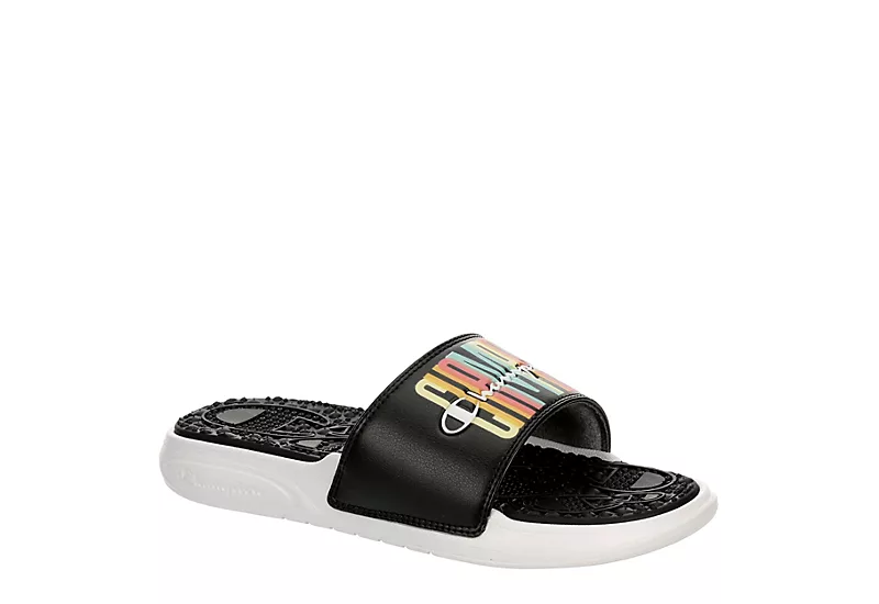 Champion Womens Foundation Pastel Block Slide Sandal - Black 3 Champion Womens Foundation Pastel Block Slide Sandal - Black