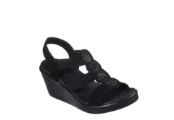 Skechers Womens Rumble On - Camp Glam Wedge Sandal - Black