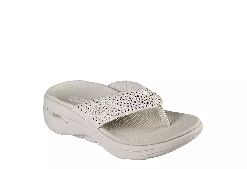 Skechers Womens Dazzle- Arch Fit Flip Flop Sandal - Natural 3 Skechers Womens Dazzle- Arch Fit Flip Flop Sandal - Natural