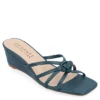 Journee Collection Womens Blayke Wedge Slip On Sandal - Blue -Shoe Style Sales US 01 203692 00