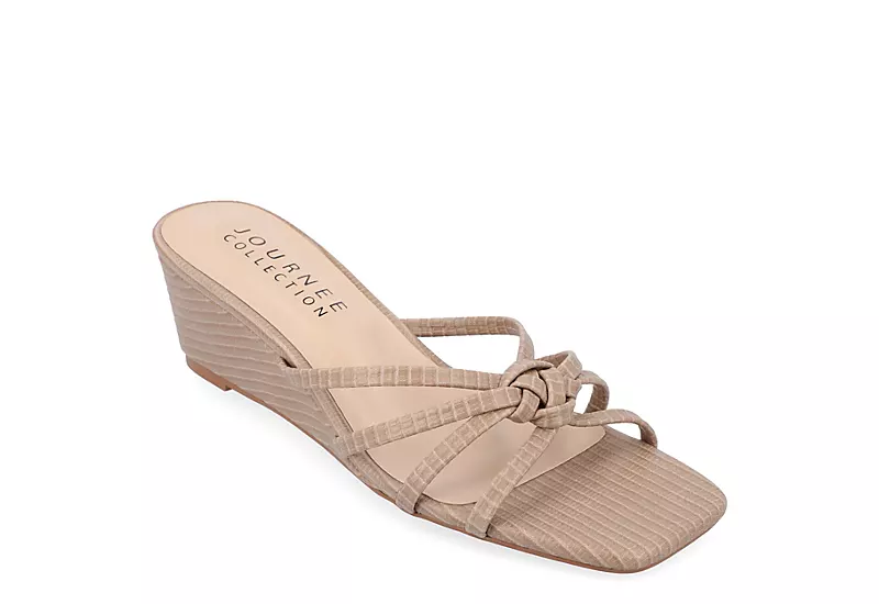 Journee Collection Womens Blayke Wedge Slip On Sandal - Taupe 2 Journee Collection Womens Blayke Wedge Slip On Sandal - Taupe