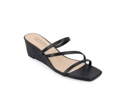 Journee Collection Womens Takarah Wedge Slip On Sandal - Black