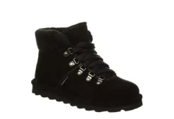 Bearpaw Womens Marta Lace-up Fur Boot - Black