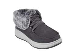 Skechers Womens Skipper Wave Cozy Queen Lace-up Fur Boot - Dark Grey