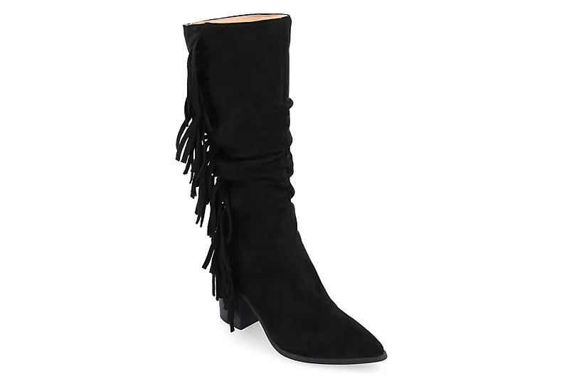 Journee Collection Womens Hartly Fringed Wide Calf Dress Boot - Black 3 Journee Collection Womens Hartly Fringed Wide Calf Dress Boot - Black