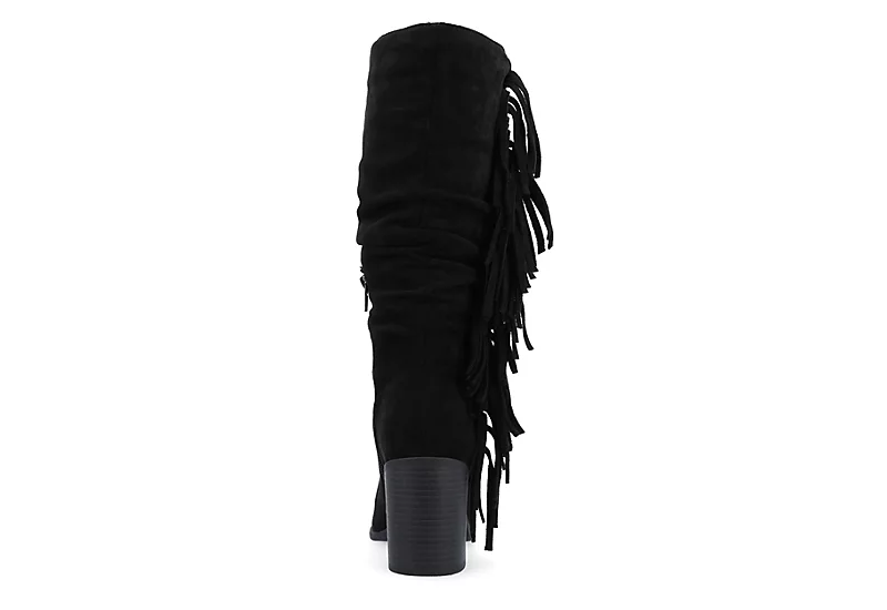 Journee Collection Womens Hartly Fringed Wide Calf Dress Boot - Black 7 Journee Collection Womens Hartly Fringed Wide Calf Dress Boot - Black - Image 5