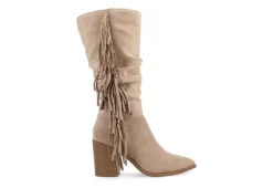 Journee Collection Womens Hartly Fringed Wide Calf Dress Boot - Taupe -Shoe Style Sales US 01 303178 01