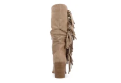 Journee Collection Womens Hartly Fringed Wide Calf Dress Boot - Taupe -Shoe Style Sales US 01 303178 04