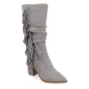 Journee Collection Womens Hartly Fringed Wide Calf Dress Boot - Grey -Shoe Style Sales US 01 303179 00