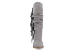 Journee Collection Womens Hartly Fringed Wide Calf Dress Boot - Grey -Shoe Style Sales US 01 303179 02