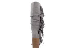 Journee Collection Womens Hartly Fringed Wide Calf Dress Boot - Grey -Shoe Style Sales US 01 303179 04