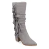 Journee Collection Womens Hartly Fringed Extra Wide Calf Dress Boot - Grey -Shoe Style Sales US 01 303184 00