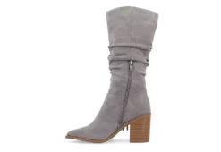 Journee Collection Womens Hartly Fringed Extra Wide Calf Dress Boot - Grey -Shoe Style Sales US 01 303184 03