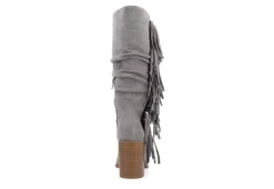 Journee Collection Womens Hartly Fringed Extra Wide Calf Dress Boot - Grey -Shoe Style Sales US 01 303184 04