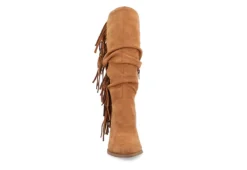 Journee Collection Womens Hartly Fringed Extra Wide Calf Dress Boot - Tan -Shoe Style Sales US 01 303185 02