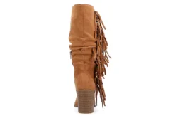 Journee Collection Womens Hartly Fringed Extra Wide Calf Dress Boot - Tan -Shoe Style Sales US 01 303185 04