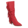Journee Collection Womens Hartly Fringed Extra Wide Calf Dress Boot - Red -Shoe Style Sales US 01 303199 00