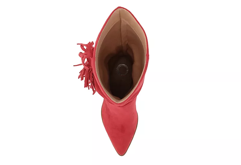 Journee Collection Womens Hartly Fringed Extra Wide Calf Dress Boot - Red 8 Journee Collection Womens Hartly Fringed Extra Wide Calf Dress Boot - Red - Image 6